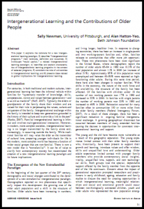 Intergenerational Learning and the Contributions of Older People